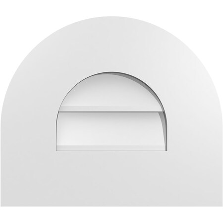Ekena Millwork Round Top Surface Mount PVC Gable Vent: Non-Functional, w/ 3-1/2"W x 1"P Standard Frame, 14"W x 12"H GVPRT14X1201SN